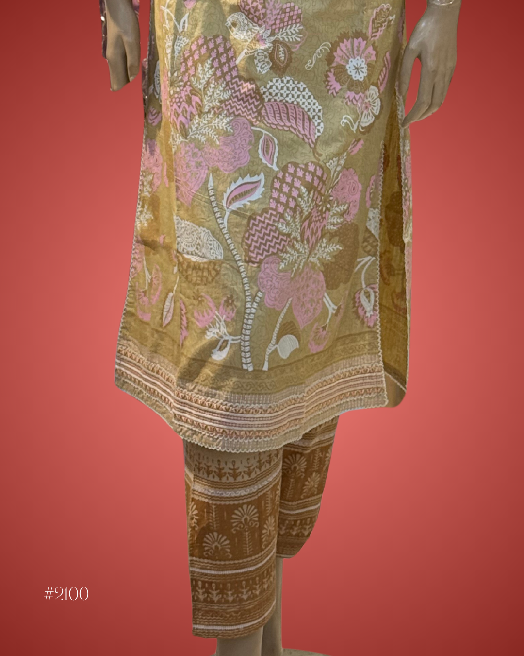EVE Cotton Embroidered Kurti (Light Olive)