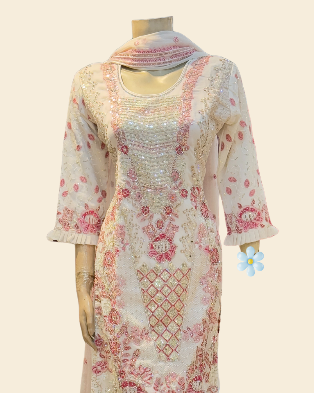 Luxury Embroidered Georgette Three-Piece