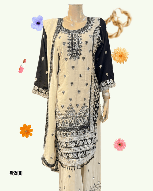 Embroidered Sharara with Stone Work