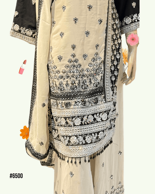 Embroidered Sharara with Stone Work