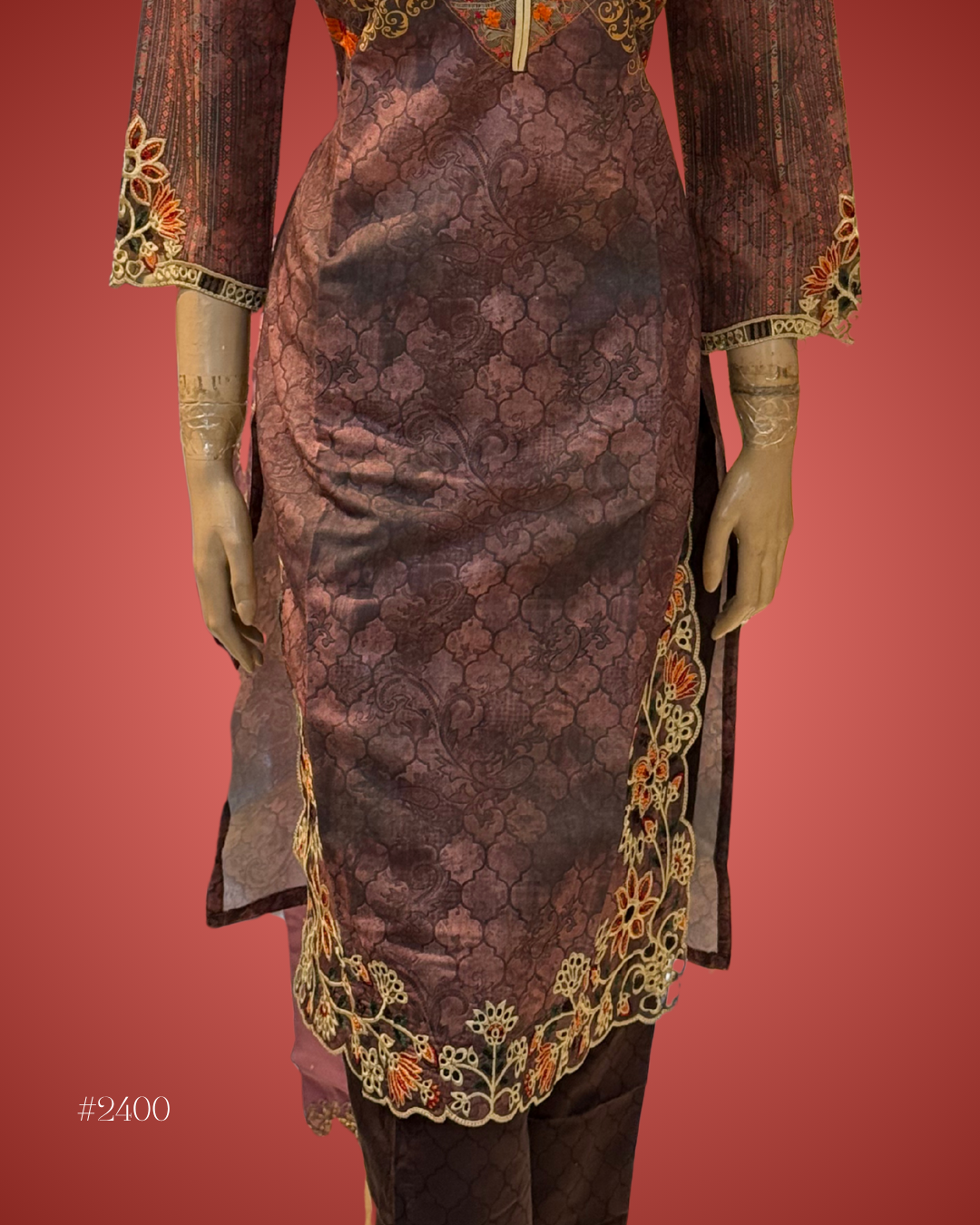 Embroidered Cotton Kurti – Maroon Floral Elegance