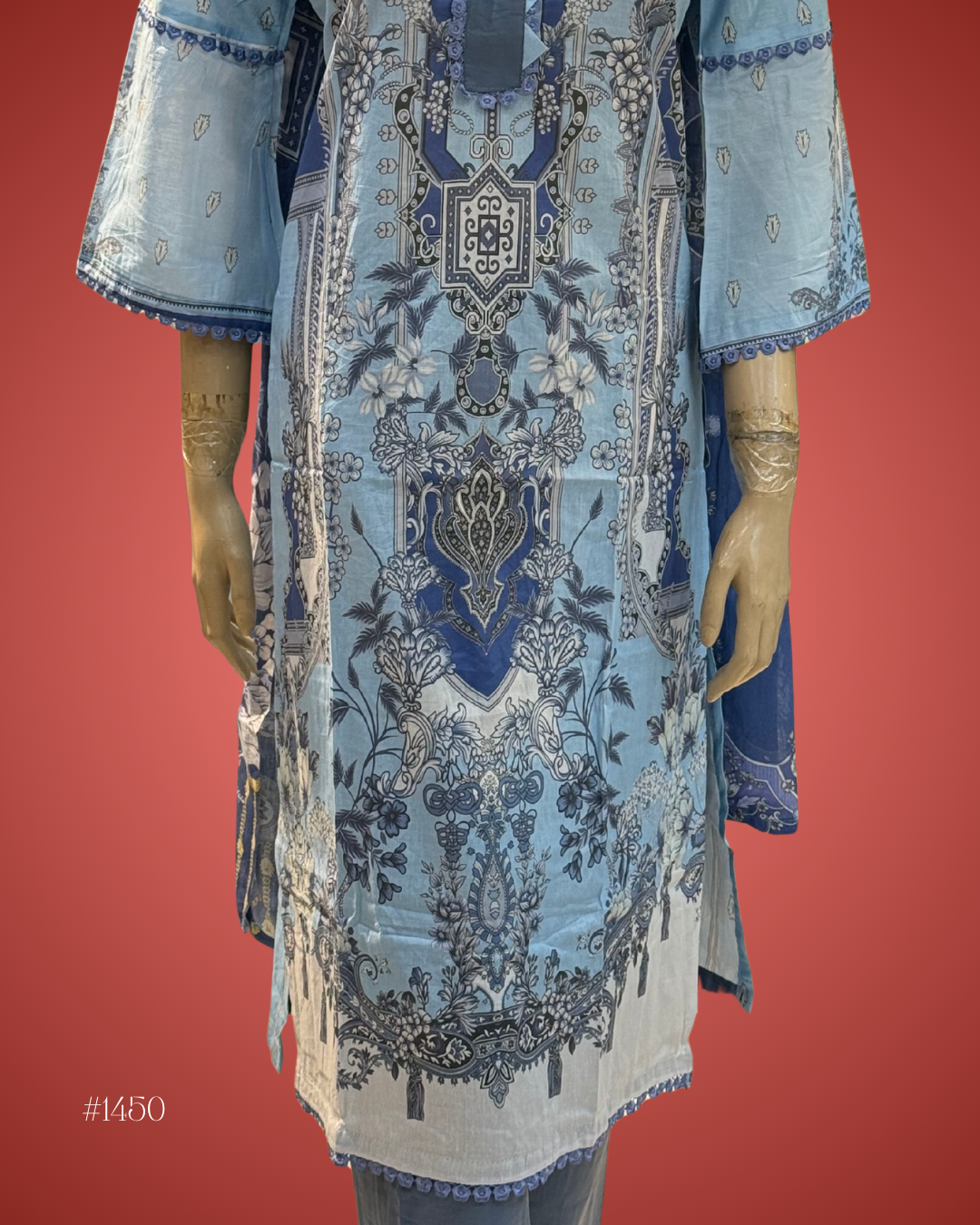 Printed Cotton Kurti – Sky Blue Bloom Edition