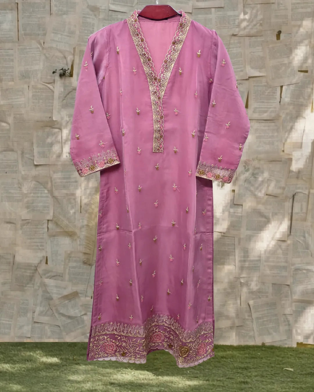 Pink embroidered traditional outfit