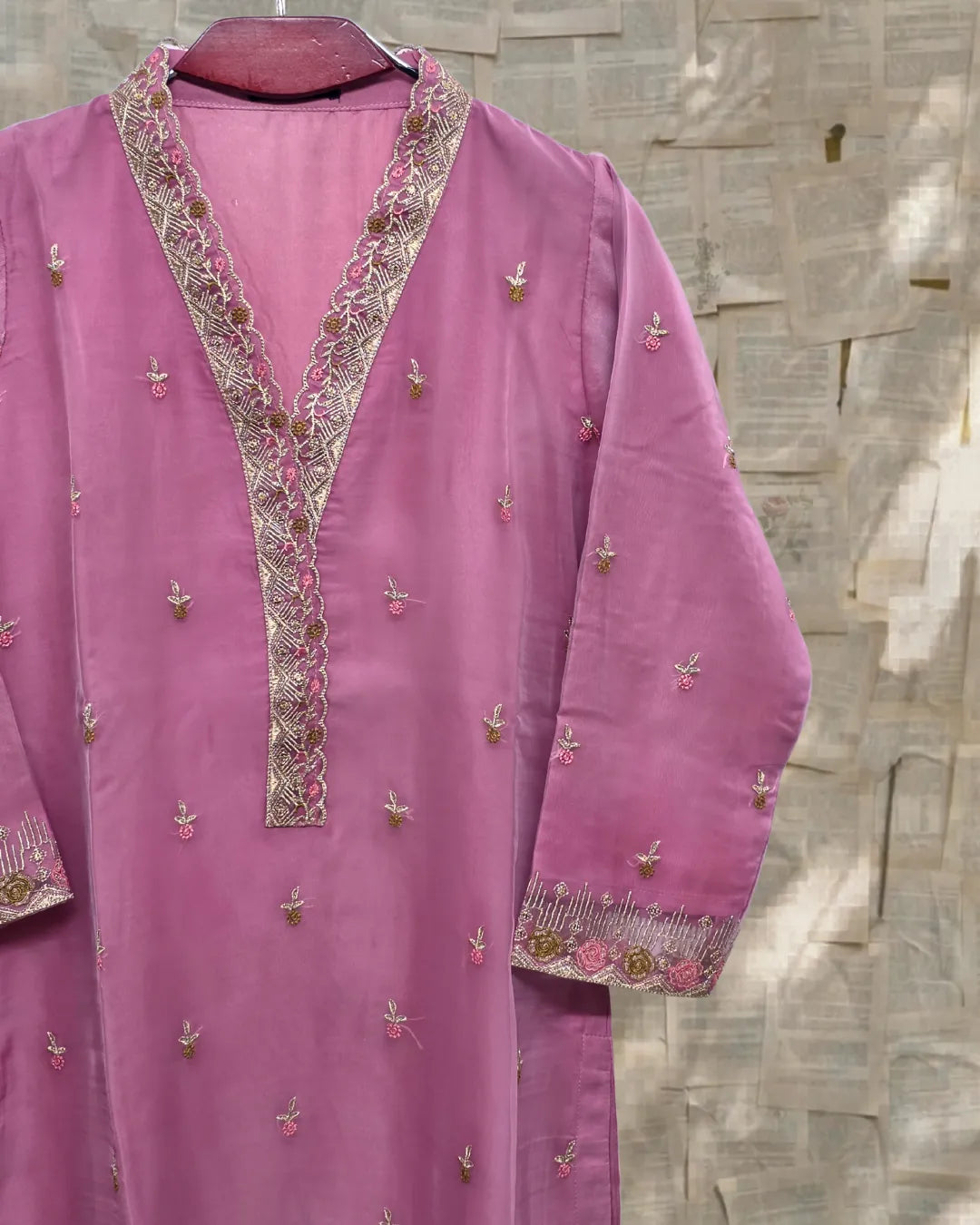 Pink embroidered traditional outfit