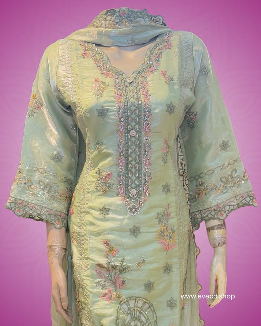 Pastel Elegance – Premium Organza Embroidered 3-Piece